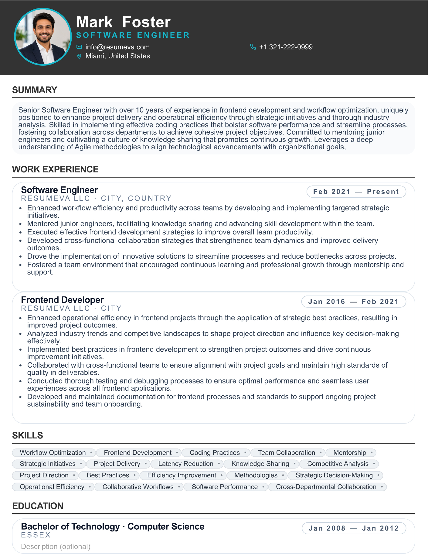 Data Engineering resume template preview