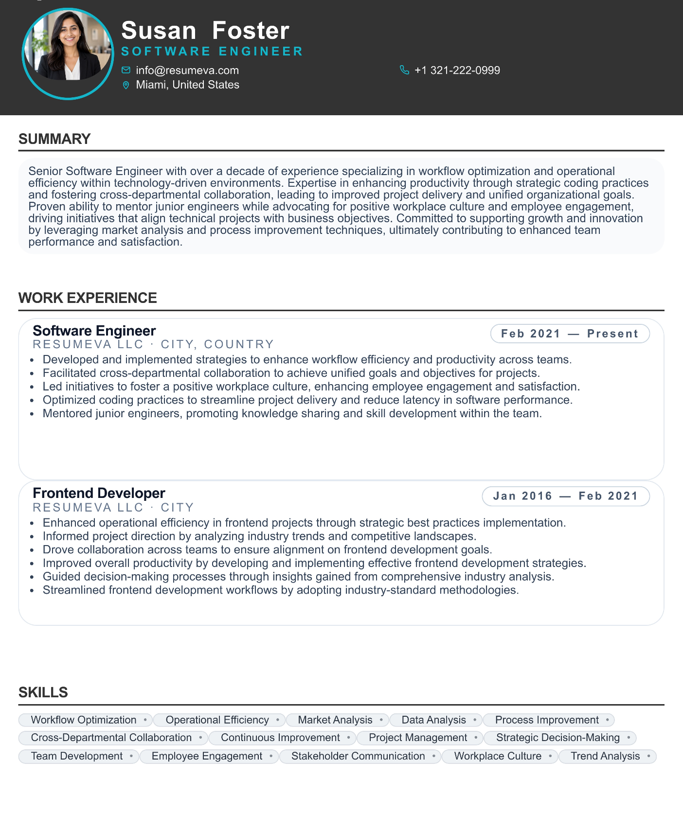SEO Content resume template preview