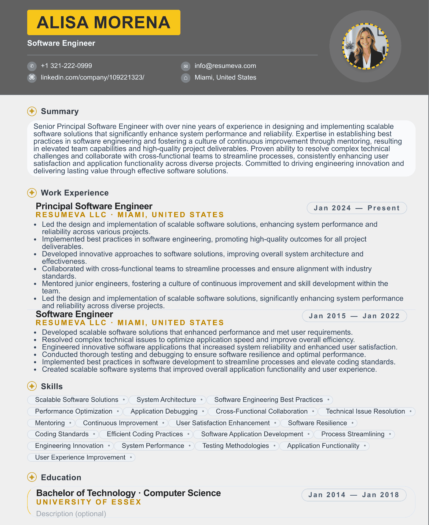 24. Software Engineer resume template preview