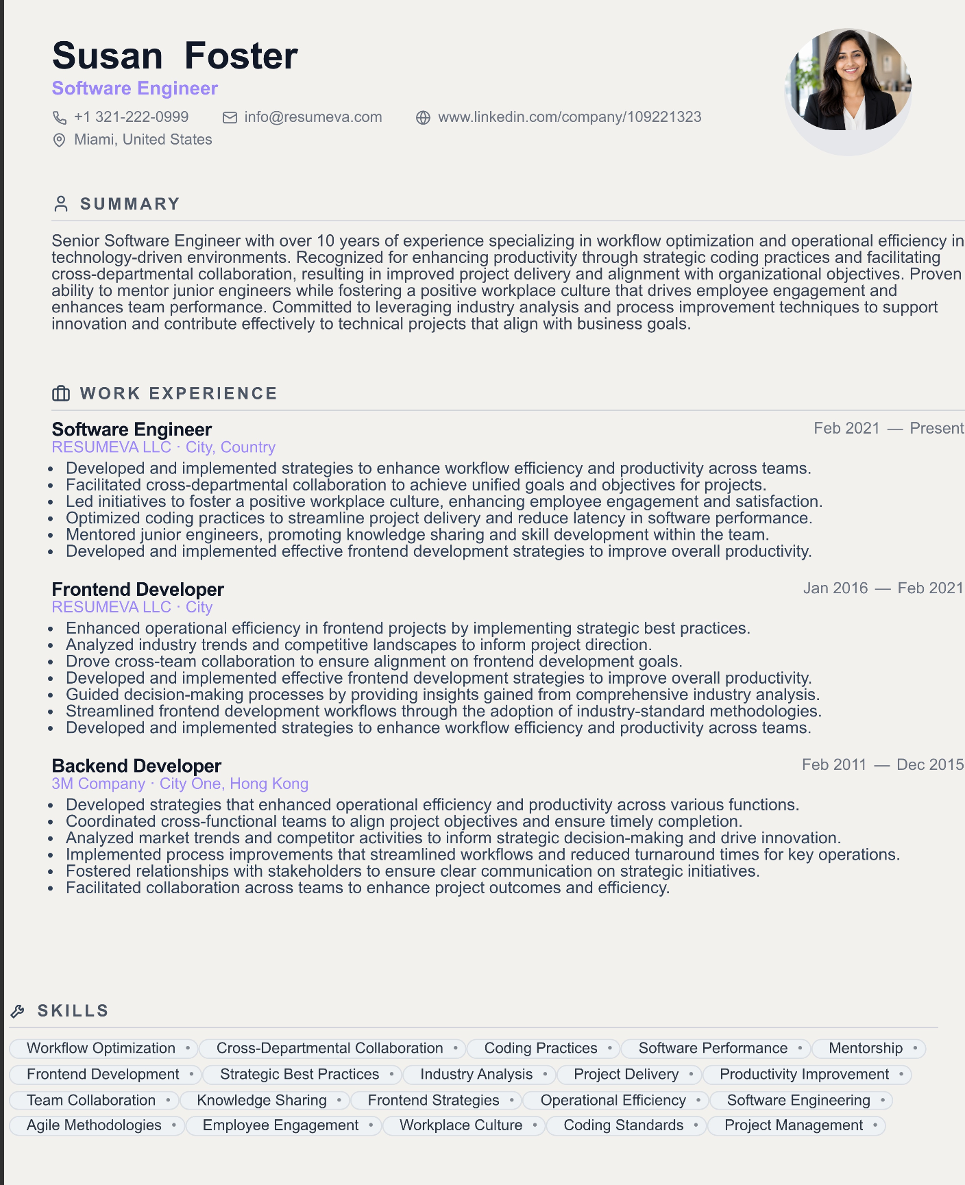 Team Leadership resume template preview