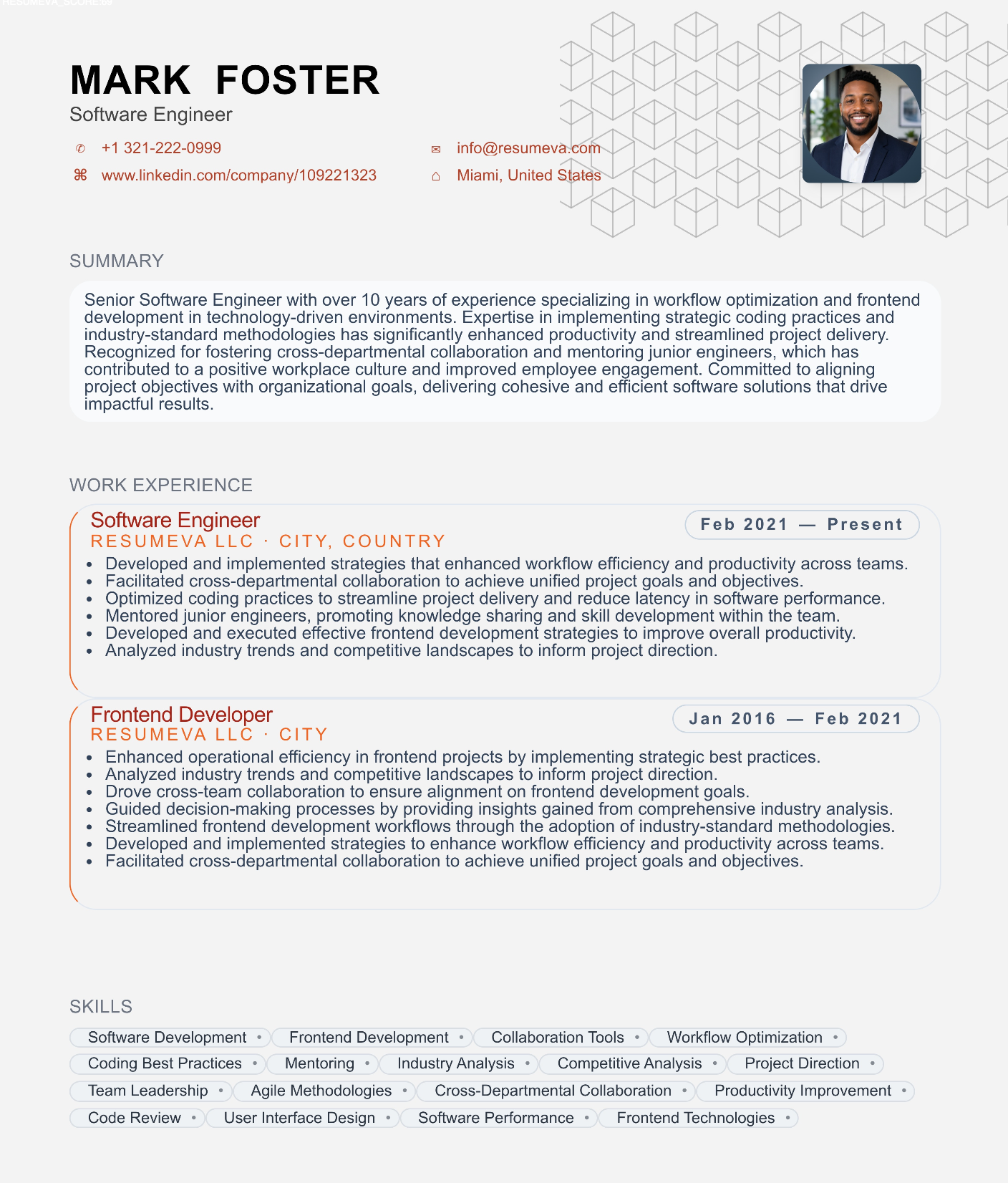 UX/UI Designer resume template preview