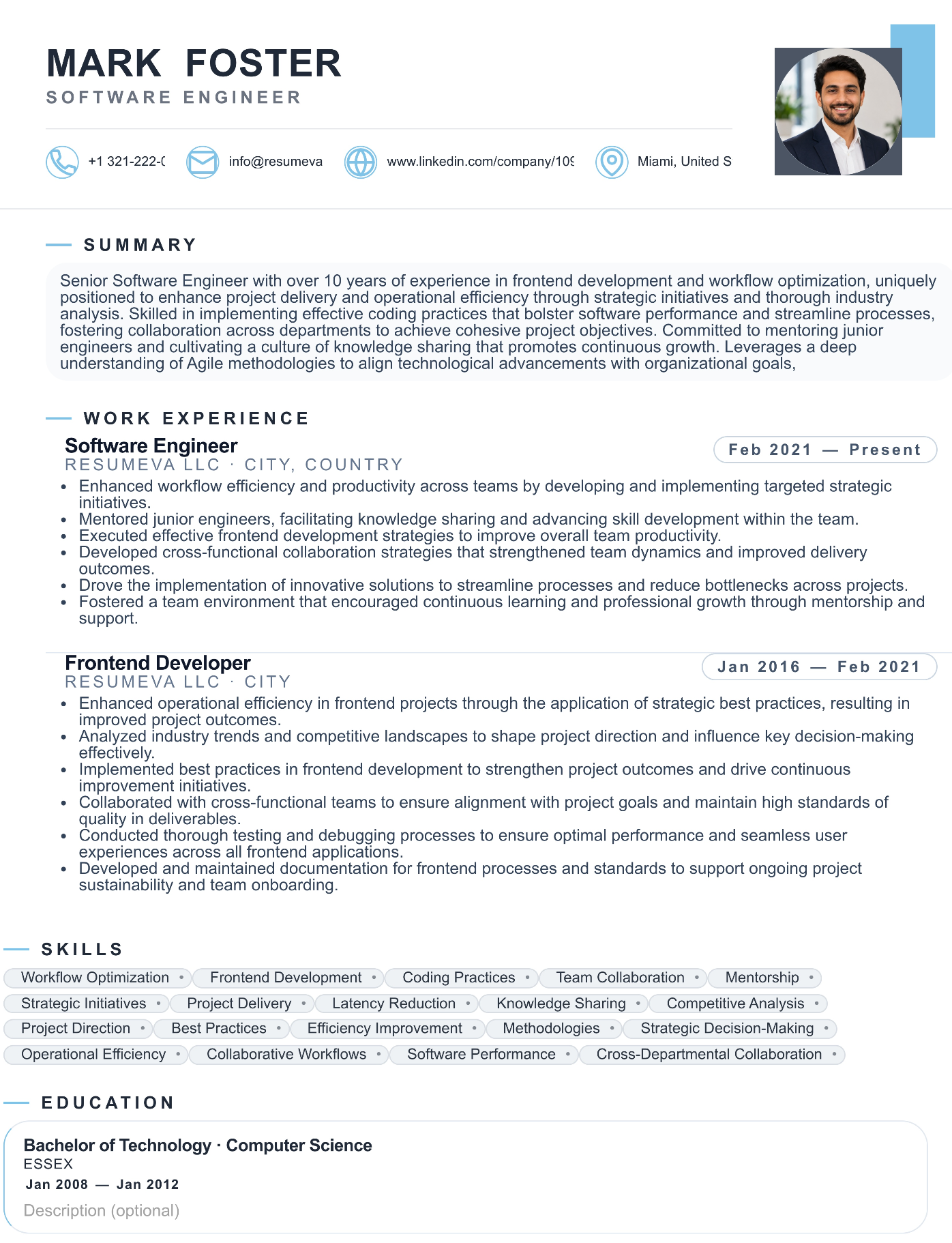 Web UX Design resume template preview