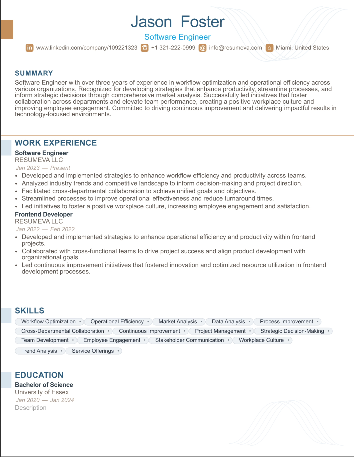 Wedding Photographer resume template preview