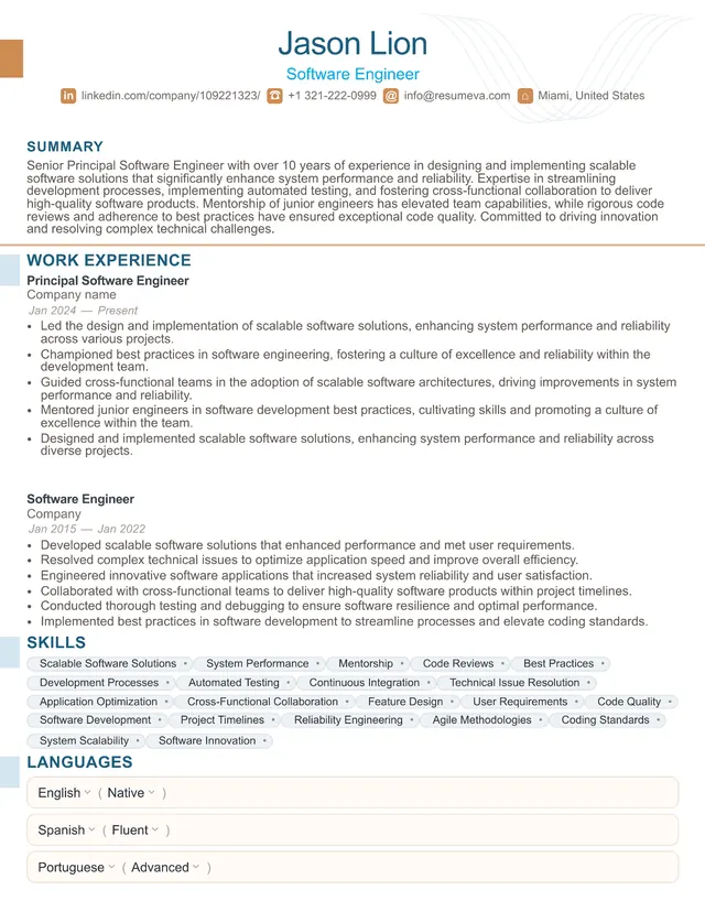 Photographer resume template preview