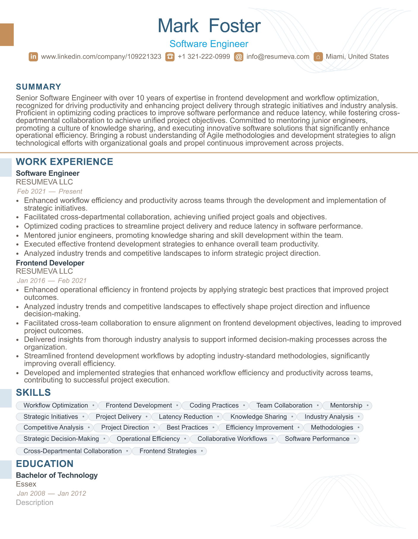 Wedding Photographer resume template preview