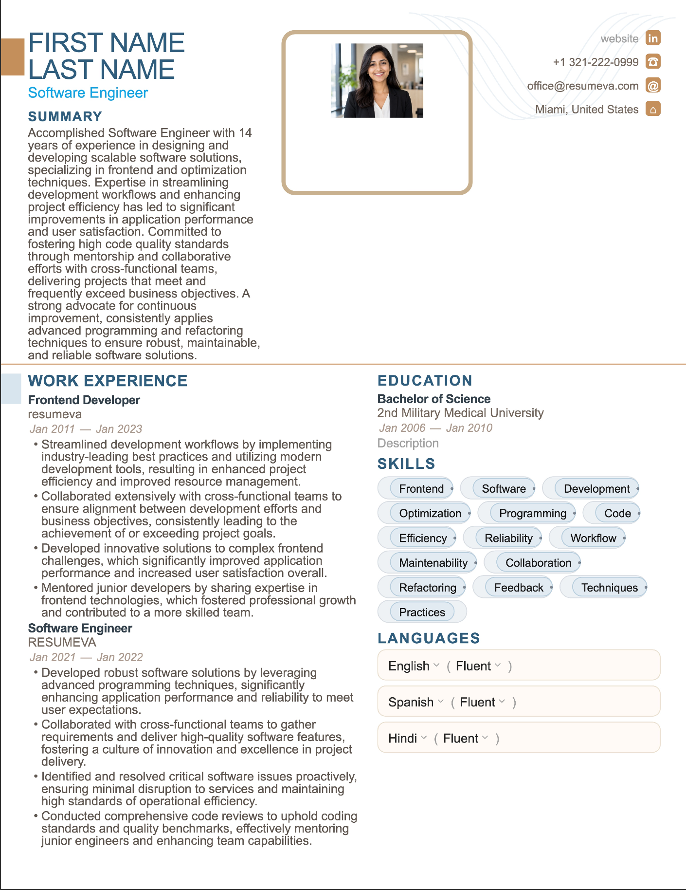 Wedding Photographer resume template preview